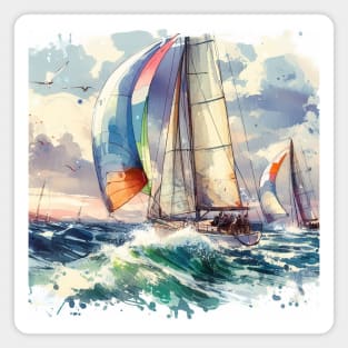 Abstract looking illustration of a sailboat race Magnet